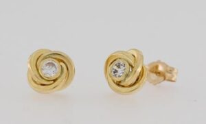 9CT YG CZ STUD EARRING