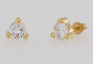 9CT YG 3 CLAW CZ STUDS