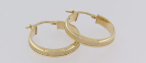 9CT YG HOOP EARRINGS INNER MATT FINISH