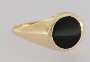 9CT YG ROUND ONYX GENTS RING
