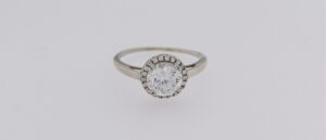 9CT WG CZ HALO LADIES RING