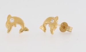 9CT YG CZ DOLPHIN STUDS