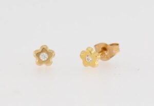9CT YG CZ FLOWER STUDS