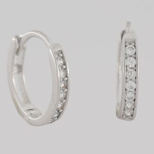 9CT WG CZ OVAL HUGGIES  2MMX12MM OUTSIDE DIAM