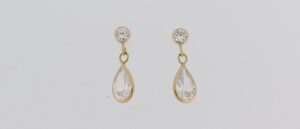 9CT YG CZ DROP EARRINGS