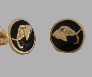 9ct YG ENAMEL ELEPHANT STUD