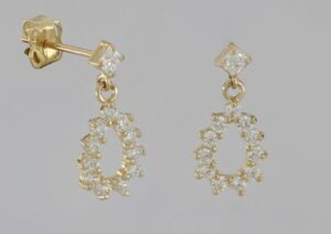 9CT YG CZ DROP EARRINGS