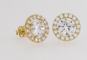 9CT YG HALO CZ STUDS