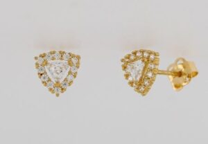 9CT YG CZ TRIANGLE SHAPE STUDS