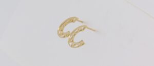 9CT YG PATTERNED HOOPS