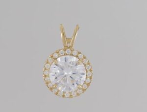 9CT YG CZ HALO PENDANT