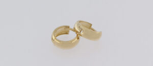 9CT YG PLAIN HUGGIE EARRINGS  4MM X 12MM OUTSIDE DIAM