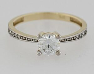 9CT YG CZ SOLITAIRE RING