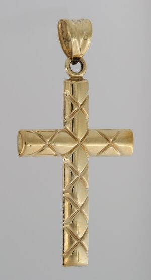 9CT YG CROSS PENDANT   36X25MM