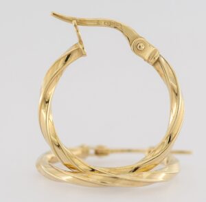 9CT YG SQR TWIST HOOP  2MMX17.5MM OUTSIDE DIAM