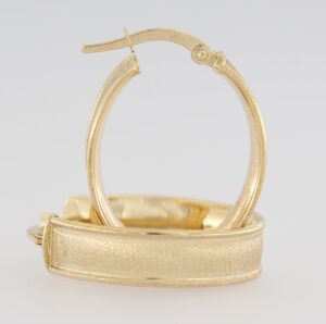 9CT YG OVAL MATT FINISH HOOPS