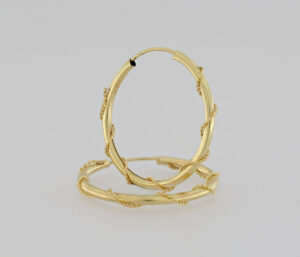 9CT YG 25MM TWIST GYPSY EARRING