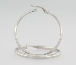 9CT WG D-SHAPE HOOP  3X30MM