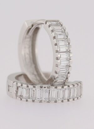 9CT WG BAGUETTE CZ HUGGIES   3MM X 12MM OUTSIDE DIAM
