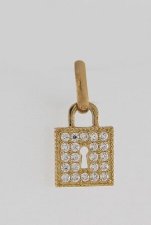 9CT YG PADLOCK CZ PENDANT