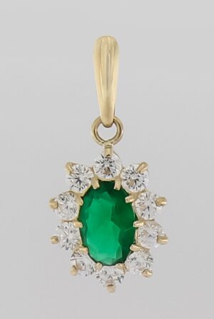 9CT YG OVAL CUBIC PENDANT