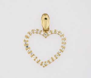 9CT YG CUBIC HEART PENDANT - 15MM