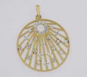 9CT YG FANCY CZ PENDANT   20MM