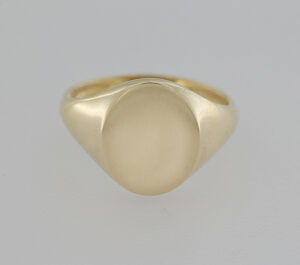 9CT YG OVAL FLAT TOP MENS RING