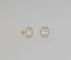 9CT YG OVAL CZ CLUSTER STUD