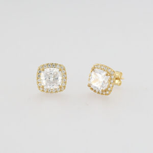 9CT YG CUSHION CUT CZ STUDS