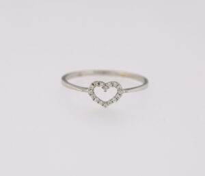 9CT WG CZ HEART SHAPE RING