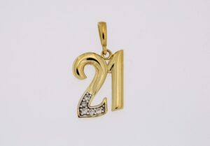 9CT YG CZ 21ST PENDANT