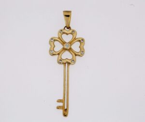 9CT YG CUBIC KEY PENDANT