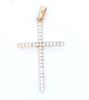 9CT YG CZ CROSS  25X16MM