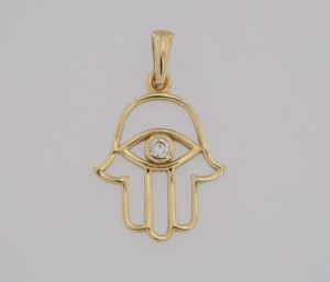 9CT YG MIDDLE EASTERN HAND   14X13MM