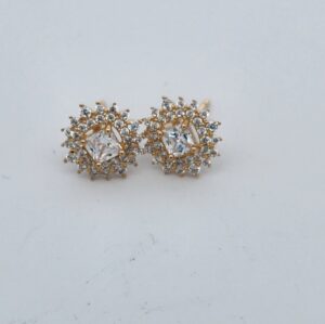 9CT YG CUBIC CLUSTER EARRING