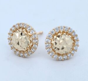 9CT YG CZ DIAM CUT EARRING