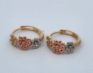 9CT YELLOW, ROSE & WHITE GOLD HUGGIE