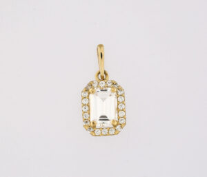 9CT YG RECTANGLE CUBIC PENDANT