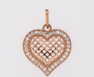 9CT ROSE GOLD CZ HEART PENDANT - 13MM