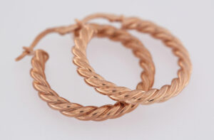 9CT ROSE GOLD TWIST HOOP   3.5X25MM