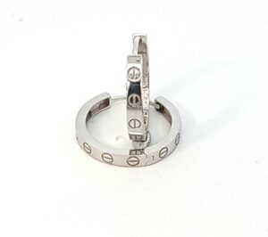 9CT WG CARTIER STYLE HUGGIES  3MMX17MM OUTSIDE DIAM