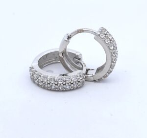 9CT WG CZ HUGGIES  3MM X 11.5MM OUTSIDE DIAM