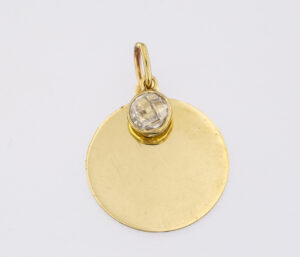 9CT YG 16MM DISC WITH CRYSTAL