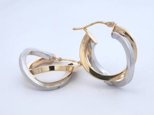 9CT YW GOLD 2MM SQR HOOP  17MM DIAM