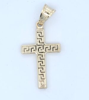 9CT YG CROSS WITH DESIGN   25X17MM