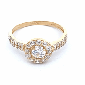 9CT YG CZ CLUSTER LADIES RING