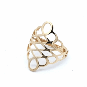 9CT YG PLAIN GOLD HONEYCOMB RING