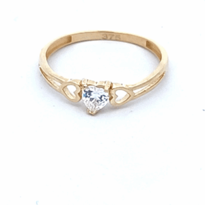 9CT YG HEART SHAPE CZ DOUBLE HEART SIDES