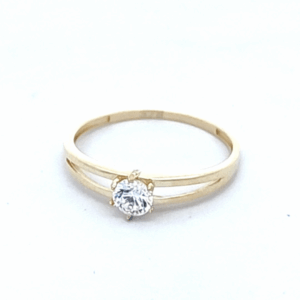 9CT YG SPLIT SHANK CZ LADIES RING